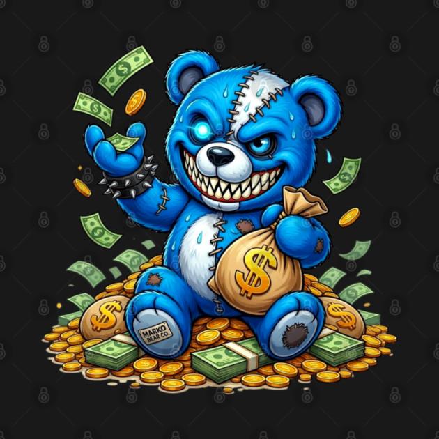 Blue Money Bear - Electric Hustle & Grind Teddy by UrbanLifeApparel