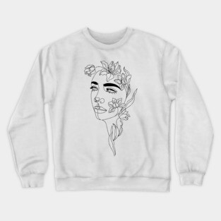 woman with tulips line art Crewneck Sweatshirt