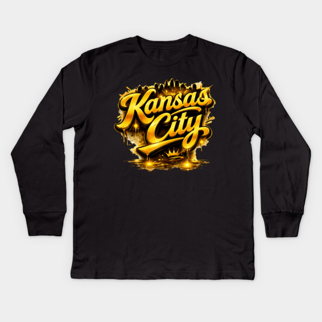 Kansas City Gold Kids Long Sleeve T-Shirt by CrazyGirl
