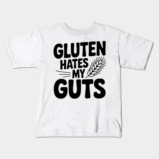 Gluten Hates My Guts Kids T-Shirt by Frank Ring
