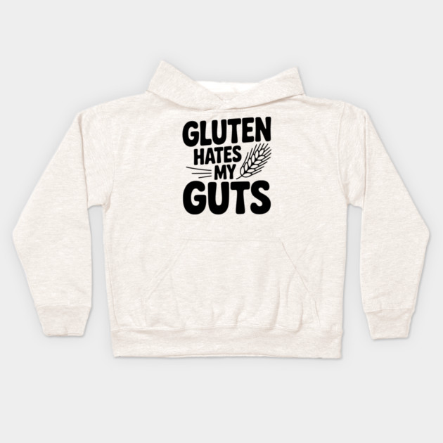 Gluten Hates My Guts Kids Hoodie by Frank Ring