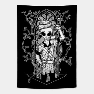 The alien Robin Hood - Black version Tapestry