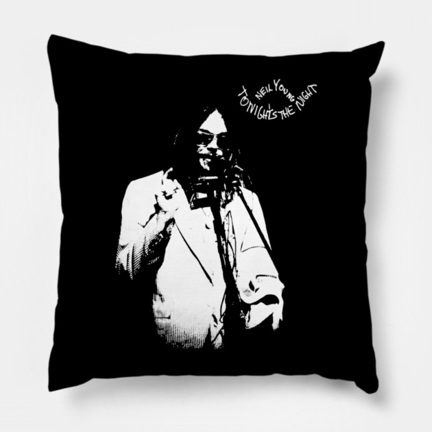 Neil Young Tonight’s The Night Vintage Rock Music Graphic Pillow by James Bates