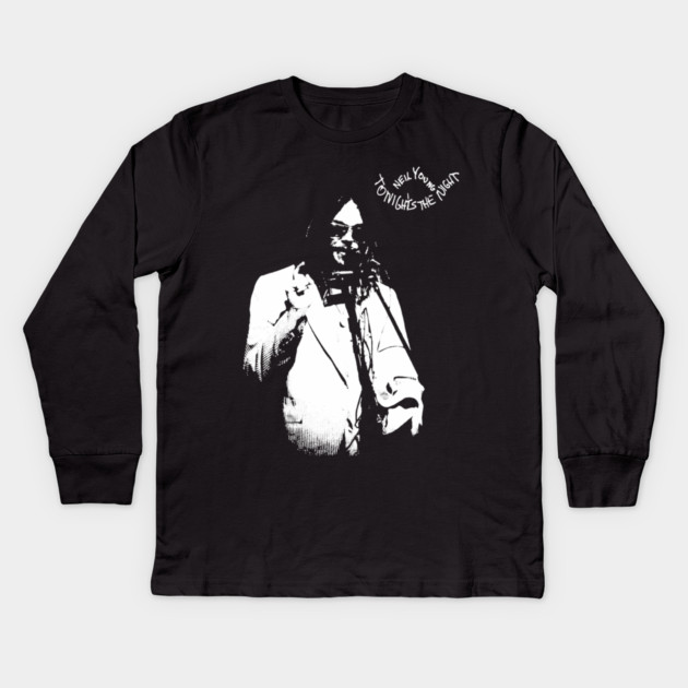 Neil Young Tonight’s The Night Vintage Rock Music Graphic Kids Long Sleeve T-Shirt by James Bates