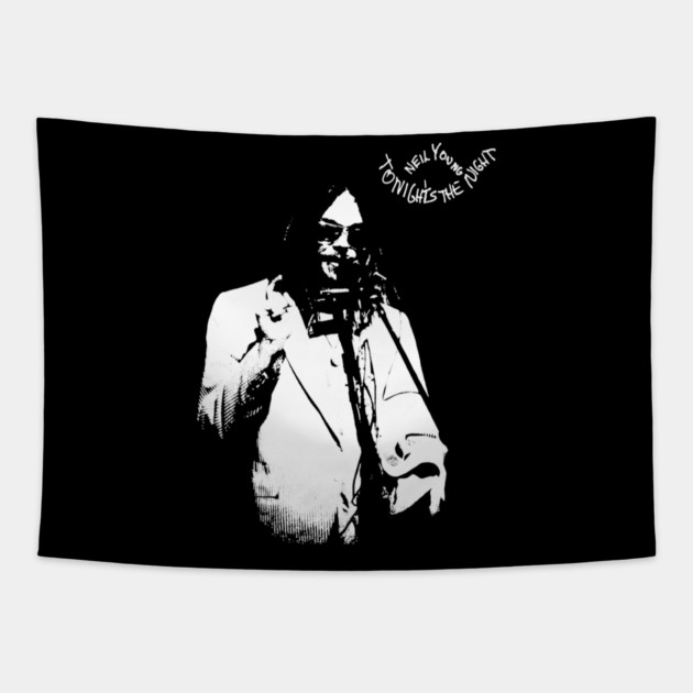 Neil Young Tonight’s The Night Vintage Rock Music Graphic Tapestry by James Bates