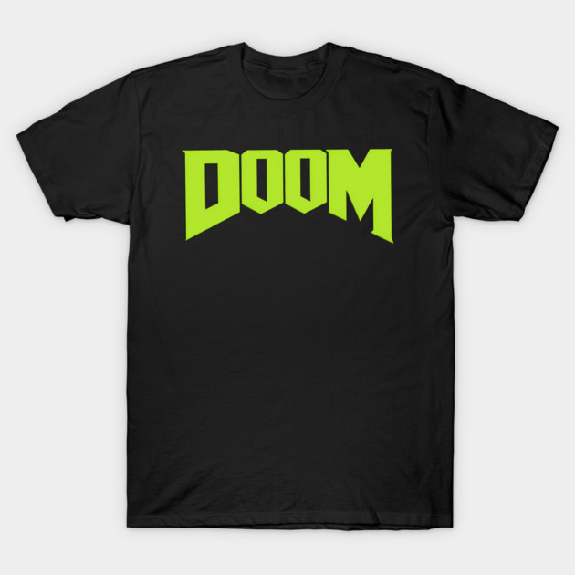 DOOM Classic Logo Neon Green Retro Gaming Graphic T-Shirt by James Bates