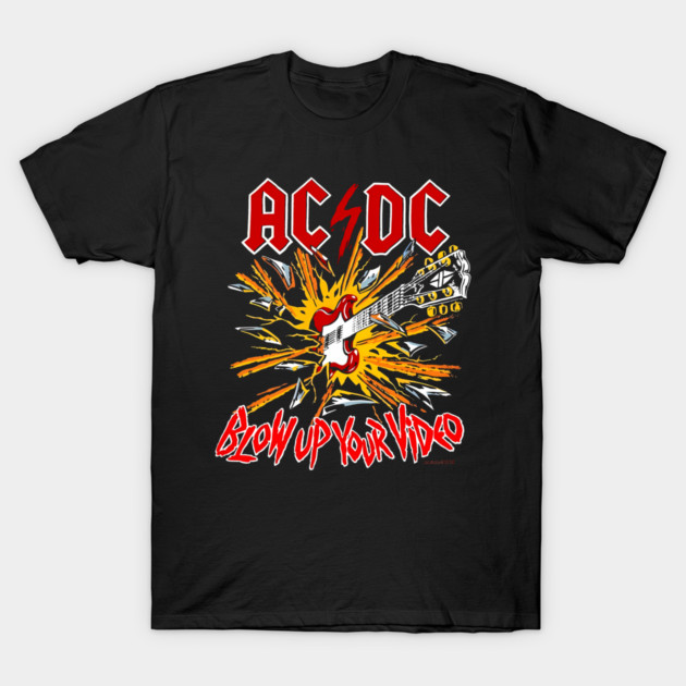ACDC Blow Up Your Video Explosive Guitar Vintage Rock T-Shirt by James Bates