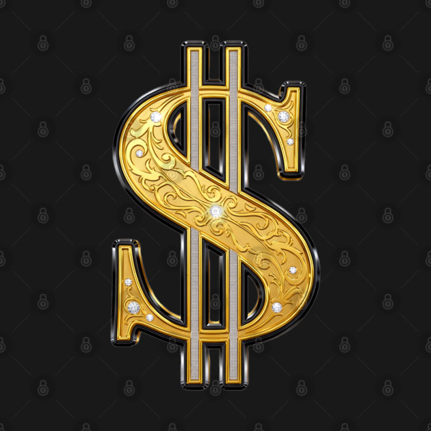 Gold Dollar Sign Luxury Money Symbol Streetwear Design by UrbanLifeApparel