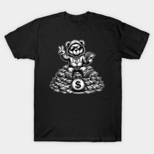 Hustle Bear Money Streetwear Cash Graphic Design T-Shirt