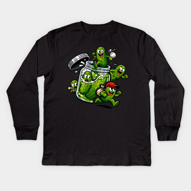 The Great Pickle Escape Kids Long Sleeve T-Shirt by CrazyGirl
