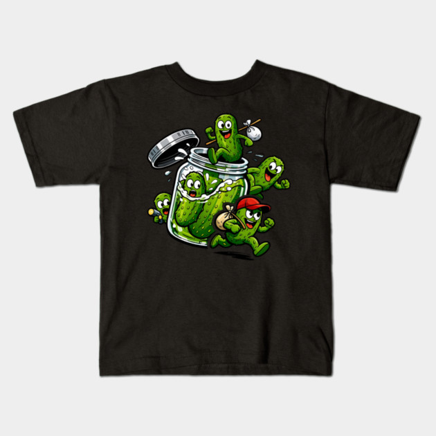 The Great Pickle Escape Kids T-Shirt by CrazyGirl