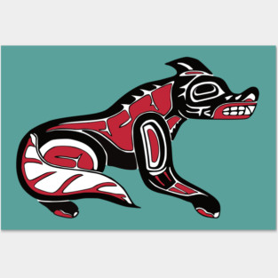 Pacific Northwest  Coast Native Haida Wolf Posters and Art