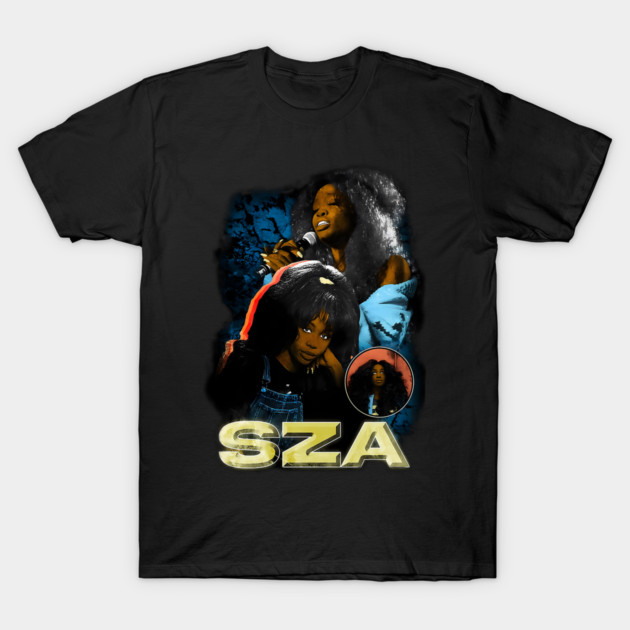 SZA Artistic Portrait Collage R&B Soul Aesthetic T-Shirt by James Bates