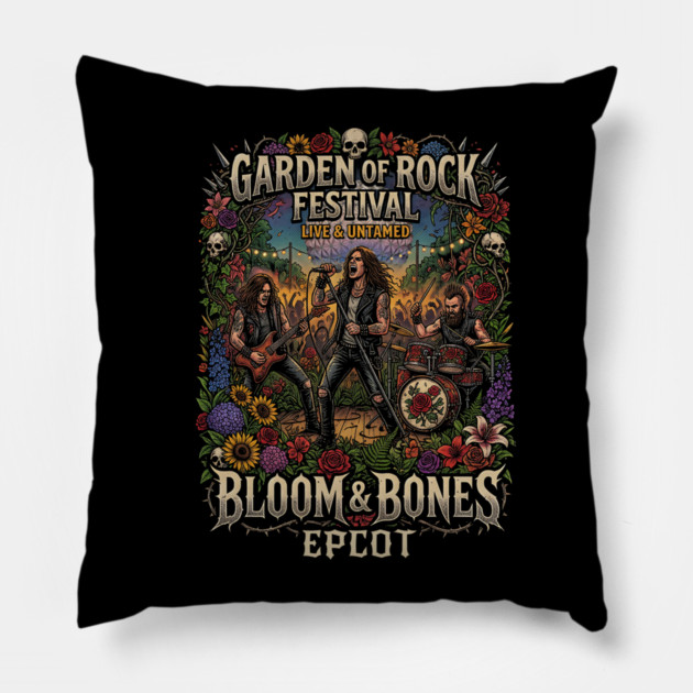 Garden of Rock Festival Epcot Concert Series Pillow by Joaddo