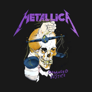 Metallica Damaged Justice Skull Artwork Heavy Metal Vintage T-Shirt