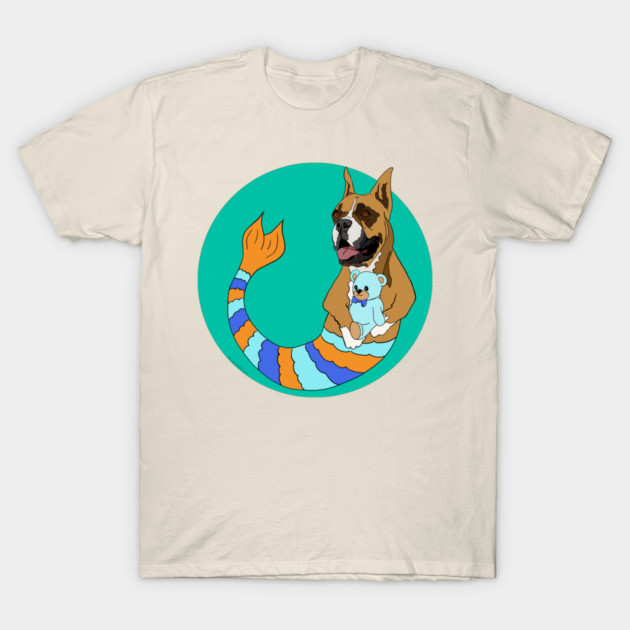 Buddy the Boxer Mermutt T-Shirt by abrushwithhumor