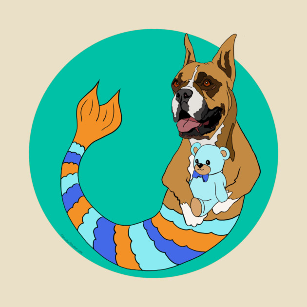 Buddy the Boxer Mermutt by abrushwithhumor