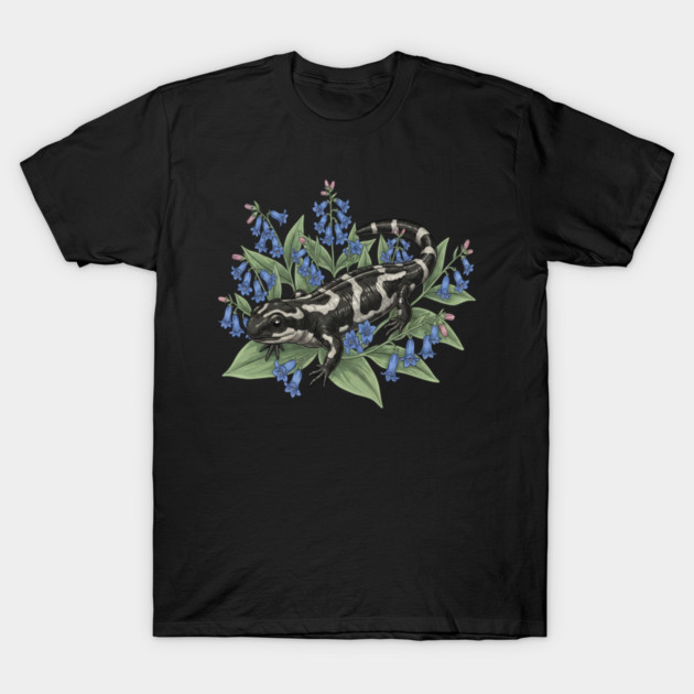 Marbled Salamander with Bluebells T-Shirt by BirdsnStuff