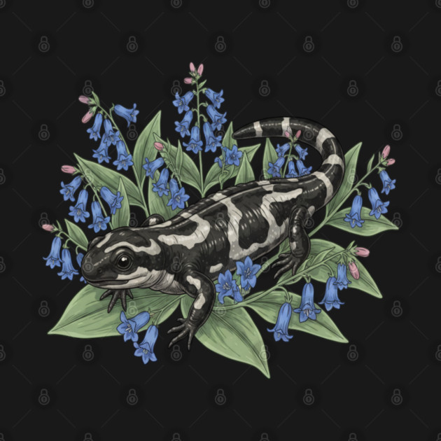 Marbled Salamander with Bluebells by BirdsnStuff