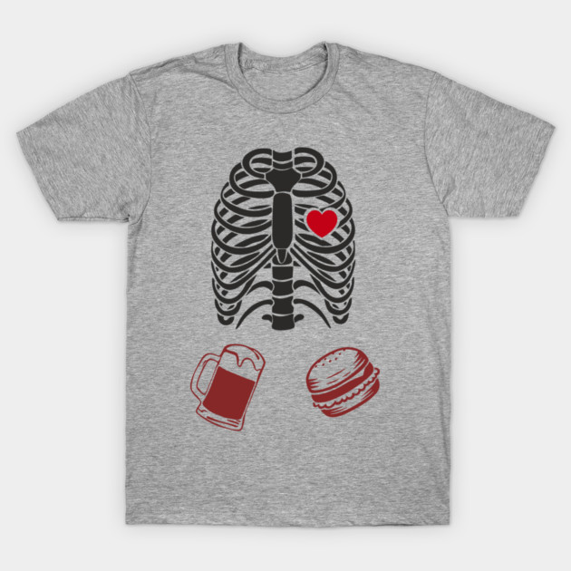 My Heart Beats for Beer and Burgers Foodie Humor T-Shirt by Anticorporati