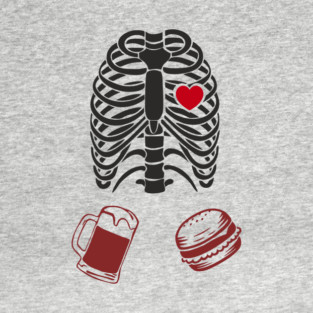 My Heart Beats for Beer and Burgers Foodie Humor T-Shirt