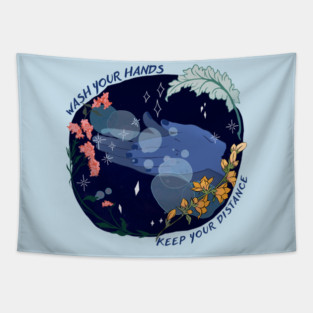 Wash Your Hands and Keep Your Distance Tapestry