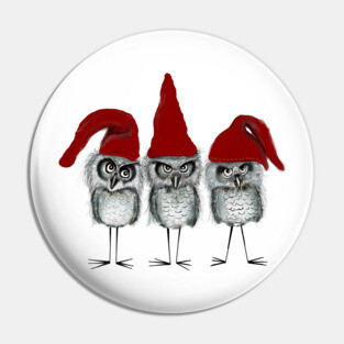 Classic Christmas Owls Pin