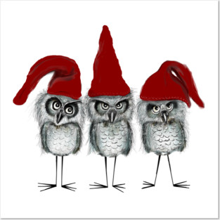 Classic Christmas Owls Posters and Art