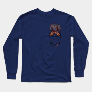 Pocket Cute Dachshund Dog Long Sleeve T-Shirt