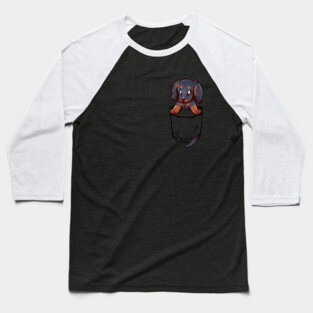 Pocket Cute Dachshund Dog Baseball T-Shirt