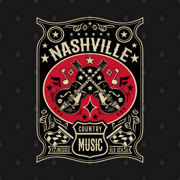 Nashville Country Music Vintage Badge Guitar Western Retro by James Bates