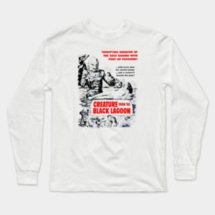 Vintage Creature from the Black Lagoon Black and White Movie Design Long Sleeve T-Shirt