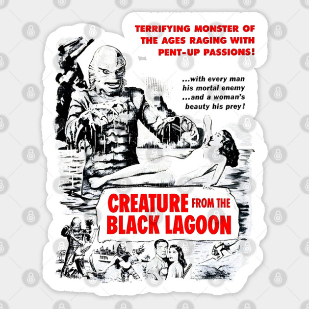 Vintage Creature from the Black Lagoon Black and White Movie Design Sticker by Joaddo