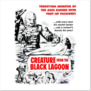 Vintage Creature from the Black Lagoon Black and White Movie Design Posters and Art