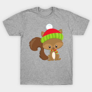 Winter Squirrel, Cute Squirrel, Squirrel With Hat T-Shirt