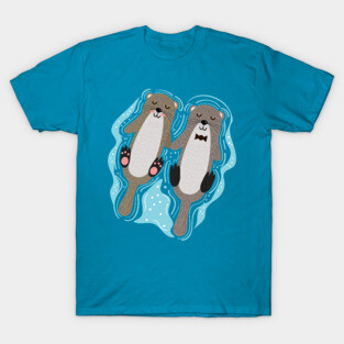 Loving Otters holding hands T-Shirt
