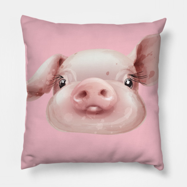 Pink Pig Face Cute Piggie Pillow by creative