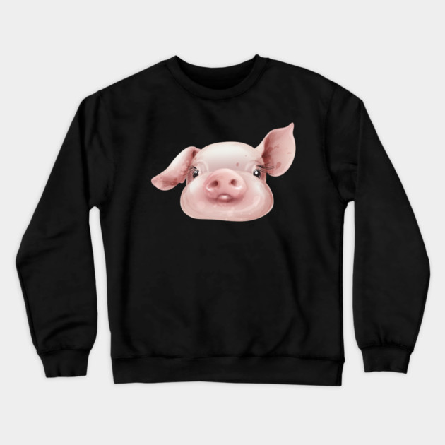 Pink Pig Face Cute Piggie Crewneck Sweatshirt by creative