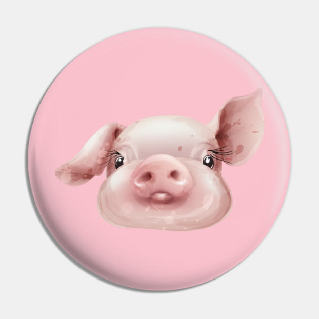 Pink Pig Face Cute Piggie Pin by creative