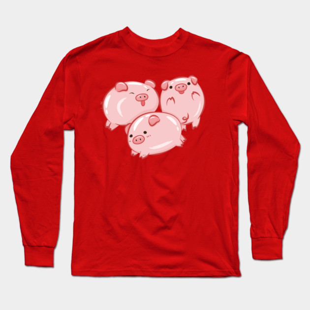 Pig Circle Cute Piglets Design Long Sleeve T-Shirt by creative