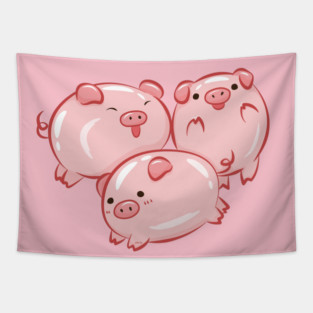 Pig Circle Cute Piglets Design Tapestry