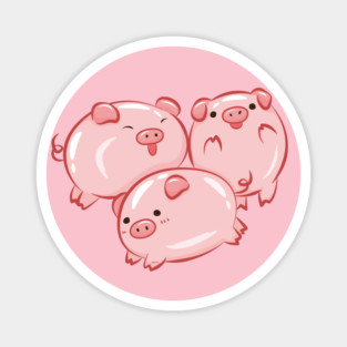 Pig Circle Cute Piglets Design Magnet