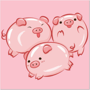 Pig Circle Cute Piglets Design Posters and Art