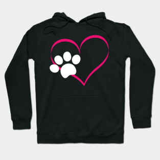 Cute Dog And Cat product With I Love Dogs Paw Print And Heart Hoodie