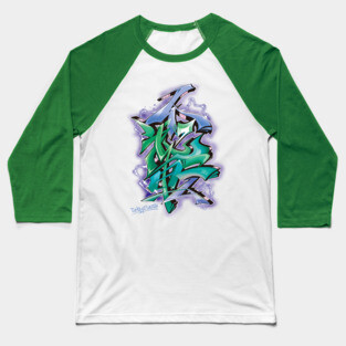 Japanese KANJI Graffiti Futaiten (BlueGreen) Baseball T-Shirt