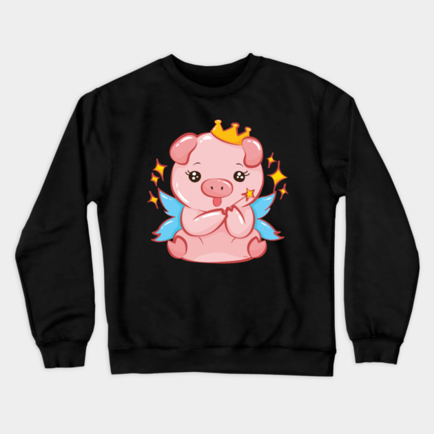 Cute Piggy Fairy Pig Design Crewneck Sweatshirt by creative
