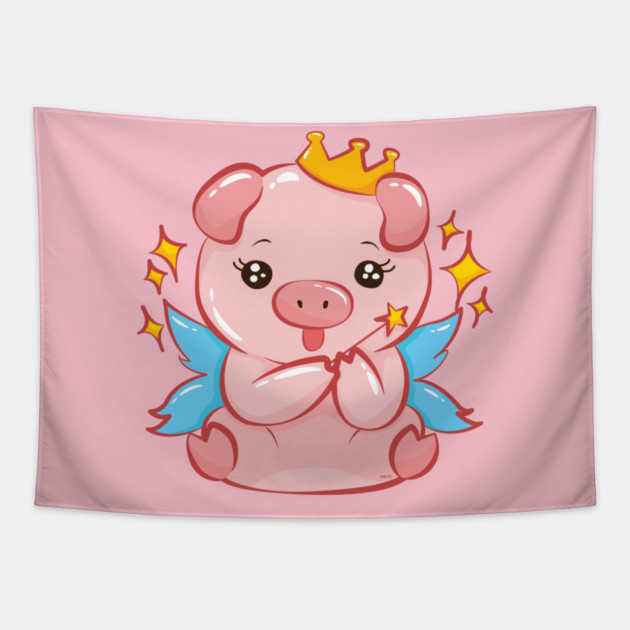 Cute Piggy Fairy Pig Design Tapestry by creative