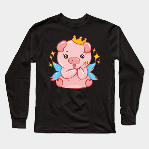 Cute Piggy Fairy Pig Design Long Sleeve T-Shirt by creative
