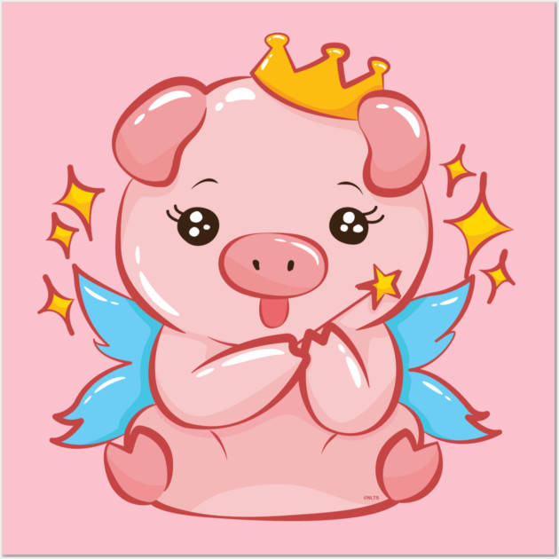 Cute Piggy Fairy Pig Design Wall Art by creative