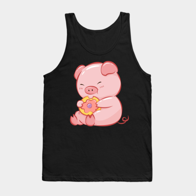Cute Piggy Eating a Donut Tank Top by creative